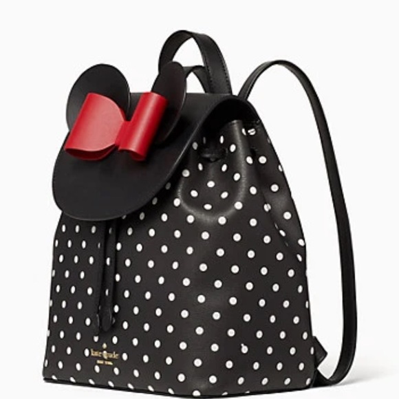 NWT Kate Spade Disney X Minnie Mouse Polka Dot Backpack black white Holiday - Picture 3 of 7